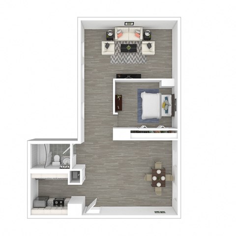 Floor plan for 1 bed, 1 bath, 625 sqft